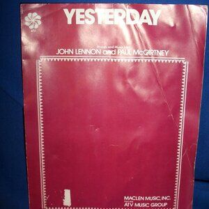Vintage  SHEET MUSIC AND LYRICS FOR THE SONG YESTERDAY - LENNON & MCCARTY - 1965